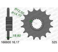 Afam 166600 Front Sprocket Argenté 16t