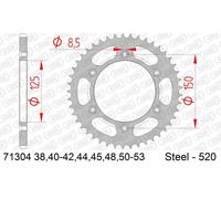 Afam 71304 Rear Sprocket Argenté 42t