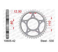 Afam – Couronne arrière 10605 – Acier standard 42 dents pas 530 Argenté