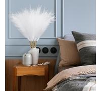 AFAMITOO Herbe de la pampa artificielle 97 cm, blanc, 8 pièces d'herbe de la pampa décoration pour vases, fleurs artificielles pour vases de sol, décoration pour mariage, fête, salon, baby shower