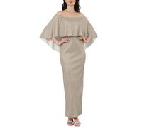 AFANYUH Robe De Soiree Femme Chic Et Elegant Mariage Sexy Epaules Dénudées Taille Haute Robes Cocktail De Mariée Longue Automne Grande Taille Wrap Hip Split Party Dress Champagne M