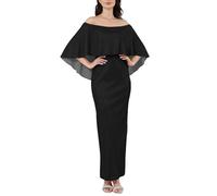 AFANYUH Robe De Soiree Femme Chic Et Elegant Mariage Sexy Epaules Dénudées Taille Haute Robes Cocktail De Mariée Longue Automne Grande Taille Wrap Hip Split Party Dress M