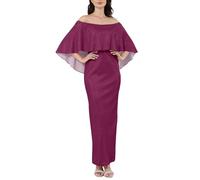 AFANYUH Robe De Soiree Femme Chic Et Elegant Mariage Sexy Epaules Dénudées Taille Haute Robes Cocktail De Mariée Longue Automne Grande Taille Wrap Hip Split Party Dress Foncé M