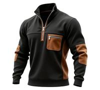 AFANYUH Sweat Zippé Homme sans Capuche Grande Taille Manches Longues Pull Col V Décontracté Confortable avec Fermeture Éclair Style Moderne Sweats À pour Activités Quotidiennes M