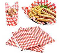 AFASOES 100 Pcs Papier d'Emballage Alimentaire Graisse Étanche Deli Sandwich Wrap Papier Cire Papier d'Emballage 11.02 * 10.24 pouces pour Hamburger Pizza Pain Viande Friuit Cuisine Camping Maison