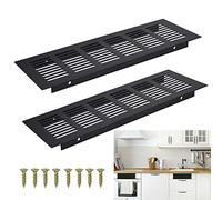 AFASOES 2 Pcs Grille Aeration en Alliage d'Aluminium Grille Ventilation Rectangulaire avec Vis Grille Aeration Noire Antirouille Facile à Installer pour Armoires Vitrine Cuisine Salle de Bain Mur