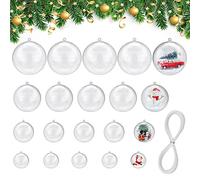 AFASOES 40PCS Boules de Noël Transparentes Boules en Plastique Transparentes 3/4/5/6CM Acrylique Boules à Remplir Boules de Sapin de Noël Transparente Boule DIY Transparente Remplissable pour Noël