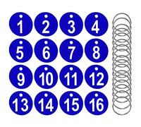 AFASOES 50 PCS Porte Clef Numeroté en Plastique 1 à 50 Etiquette Numéro Clef Rond avec 50 Anneau Durable Porte Clés Numérotés Portable pour Organiser Trier Clubs Hôtel Entreprise Bar Dressing - Bleu