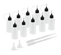 AFASOES Kit de 10 Pcs Flacons à Aiguille en Plastique 30ml 2 Pcs Entonnoir 2 Pcs Pipette Graduée 3ml Bouteille de Colle Flacons à Aiguille Vide Bouteille Vide Colle pour Huile Colle Liquides