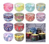 AFASOES Lot de 12 Petites Contenant pour Bougie Boîtes à Bougies Vides en Métal Mini Boîte en Métal avec Couvercle Boîtes à Bougies pour Fabrication Bougies Confiseries, Fêtes, Epices et Camping