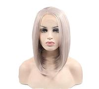 AFBeauty Perruque blonde argentée courte pour femme - Blond cendré ombré - Raie sur le côté avec ligne de cheveux naturelle - Perruque de drag Queen - Remplacement quotidien de 35,6 cm