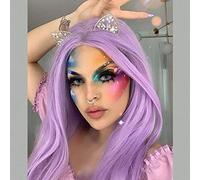 AFBeauty Perruque de cheveux synthétiques longs et raides avec raie au milieu pour femme - Lavande claire - 61 cm - Attachée à la main - Résistante à la chaleur - Pour cosplay quotidien