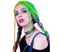 AFBeauty Perruque frontale en dentelle synthétique - Ligne de cheveux naturelle - Perruque arc-en-ciel pour femme - Cheveux humains longs ondulés - Perruque de cheveux humains ondulés lâches