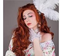 AFBeauty Perruque longue ondulée avec dentelle frontale rouge cuivré avec ligne de cheveux naturelle, fibre résistante à la chaleur, pour le maquillage quotidien, 61 cm