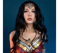 AFBeauty Perruque noire longue ondulée 1B de couleur naturelle sans raie de cheveux synthétiques noirs de rechange pour femme - Fibre résistante à la chaleur - Perruques sans colle pour femme