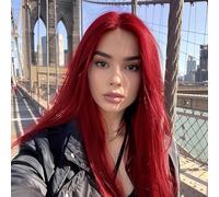 AFBeauty Perruque synthétique longue et raide avec dentelle frontale pour femme - Rouge vif - Cheveux naturels - Résistant à la chaleur - 66 cm