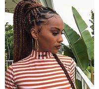 AFBeauty Perruque tressée pour femme, faite à la main, marron ombré, perruque synthétique tressée frontale en fibre résistante à la chaleur, tresses de cornrow, tresses de maïs, 66 cm, 1 pièce