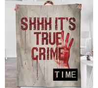 AFBQOPL True Crime Couverture légère en flanelle pour les amateurs d'horreur, motif empreintes de main sanglantes et texte dégoulinant, décoration d'intérieur, pour Halloween, canapé, salon, bureau