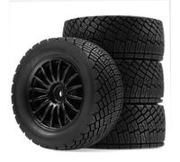 AFCAHEH Lot de 4 Jantes et pneus de Rallye en Caoutchouc de 80 mm, compatibles avec Les Voitures Tout-Terrain RC 1/10 HSP 94177 HPI WR8 Flux Rally(4pcs Black)