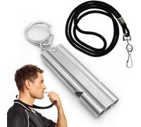 AFCJLTO 1 Pièce Sifflet de Survie,Sifflet d'urgence,Double Tubes Sifflet Secours Avec Porte-clés,Sifflet Haute Décibel pour Camping,Voyage,l'entraînement,Arbitre