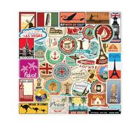 AFCJLTO 100pcs Autocollants pays villes autocollants valises voyage bagages travel stickers, Stickers aesthetic pour carnet de voyage, stickers pour scrapbooking kit