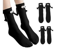 AFCJLTO 2 Paires Couple Tenant Les Mains Chaussettes,Funny Magnetic Suction 3D Doll Couple Socks,Mid Tube Cute Socks Funny Gifts,Chaussettes Drôles Unisexes,pour petit ami, couples, meilleurs amis