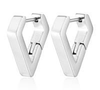 AFCJLTO 2 pcs boucles d'oreilles argent femmes, forme Boucles d'oreilles géométriques, Boucle Oreille Femme Géométrique, boucles d'oreilles créoles hypoallergéniques mini boucles d'oreilles épaisses