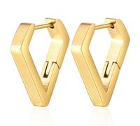 AFCJLTO 2 pcs boucles d'oreilles or femmes, forme Boucles d'oreilles géométriques, Boucle Oreille Femme Géométrique, boucles d'oreilles créoles hypoallergéniques mini boucles d'oreilles épaisses, or