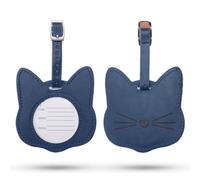 AFCJLTO 2 pcs étiquettes de valise chat en cuir, pour voyager à l'étranger, Ces étiquettes bagages sont, pour identifier facilement vos valises lors de vos voyages en avion ou en train, Bleu foncé