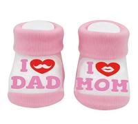 AFCJLTO Chaussettes en coton pour bébé chaussettes mignonnes,Chaussettes Antidérapantes Bébé,Chausson Chaussette Bebe 0-6 mois LOVE MAMA et PAPA pour tout-petits garçons et filles(rose)