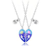 AFCJLTO Collier d Amitie pour 2 Filles, Collier Best Friends pour 2 Filles, Collier Coeur Separable,Collier D'amitié Pendentif Cadeau Cadeau pour Fille Garçon Cadeaux D'anniversaire et de Noël
