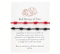 AFCJLTO Lot de 2 bracelets en fil rouge, bracelet porte-bonheur pour femme, tressé, main, cadeau, fil rouge, protection contre le mauvais œil, bracelet réglable (rouge + noir)