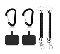 AFCJLTO Lot de 2 cordons à ressort noirs pour téléphone portable avec mousqueton,cordons téléphone portable spirale flexible avec porte-clés universel,pour iPhone/Samsung/Huawei