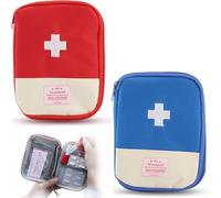 AFCJLTO Lot de 2 kits de médecine de voyage, trousse de premiers soins portable, sac à médicaments de voyage, mini sac de premiers soins pour les situations d'urgence à la maison (Rojo, Azul)