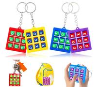 AFCJLTO Lot de 4 porte-clés Tic Tac Toe pour enfants de 8 à 12 ans en plastique，Parfait pour attacher aux sacs à dos，Idéal pour les fêtes d'anniversaire pour garçon et fille