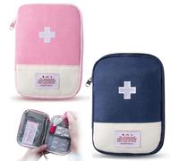 AFCJLTO Mini Trousse de Secours Vide, Sac d'emballage de Drogue de Sac de Stockage de médecine Portable,Sac de Premiers Secours Compact et Léger pour Le Voyage extérieur(Bleu marine, rose)