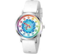 Afcrho Montre pour enfants - Montres pour enfants - pour garçons et filles âgés de 7 à 10 ans, 8 à 12 ans, outil d'apprentissage de l'heure des astronautes, blanc coloré