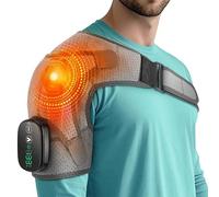 AFDEAL Épaulière chauffante avec vibration - Gris uni | Température réglable, 3 niveaux de vibration, bandoulière électrique réglable pour soutenir l'épaule