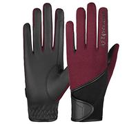 AFE Gants d'équitation pour femme en cuir synthétique noir extensible rose, violet, lilas (bordeaux empreintes de doigts, taille S)