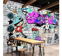 AFEBOO Papier Peint Mural Art De Rue Graffiti Mur De Briques Fond D'Écran Restaurant Décor, 3D, 350x245cm
