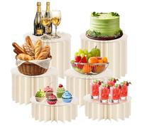 Afeeler Lot de 6 Rehausseurs de Buffet, Presentoir Aperitif Buffet Pliable, Support Gâteau en Acrylique et Carton pour Buffet Mariage Fête Anniversaire Collectors