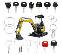 AFEION Lot de 18 Clés d'Allumage de Rechange Pour Machines de Construction, Excavatrices et Chantier - Clés de Contact Universelles