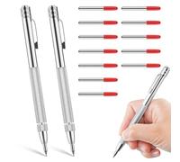 AFEION Lot de 2 outils de traçage en carbure de tungstène avec aimant - Aiguille à tracer avec 12 pointes de rechange Red Hat pour verre et tôle métallique