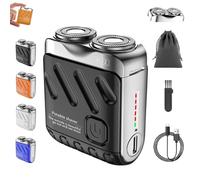 Afeitadora EléCtrica PortáTil Rotativa De Doble Anillo, Afeitadora De Barba DiseñO De Maleta PortáTil, Impermeable Rotary Dual Ring Beard Shaver Rechargeable USB ()