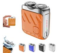 Afeitadora Eléctrica Portátil Rotativa De Doble Anillo, Portable Rotary Dual Ring Electric Shaver for Men, High Speed Motor, USB Charging, Washable Double Head Razor (Orange)