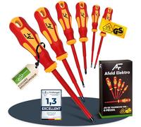 Afeld Elektro Jeu de Tournevis Électricien VDE Isolé 1000V - 6 Pièces Magnétiques - 3 Plat & 3 Cruciforme - Acier S2 Haute Qualité - Tournevis Aimanté Professionnel pour Électriciens