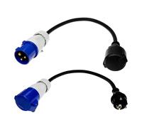 Afeld Elektro Lot de 2 adaptateurs CEE mâle vers fiche Schuko vers prise CEE 230 V 16 A pour camping et camping-car