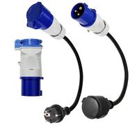 Afeld Elektro Lot de 3 câbles adaptateurs CEE vers Schuko Schuko vers prise CEE CEE 230 V 16 A pour camping et camping-car