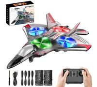 Afenau Avion télécommandé, 2,4 GHz avec lumière froide, rouleau de cascade à 360°, planeur à hauteur fixe, avion RC EVA avec puissance puissante, avions RC pour adultes et enfants, débutants, rouge