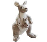 Afenau Kangourou en Peluche, 28cm Doux et Mignon, Design Réaliste, Animal Poupée pour se Blottir, Jouer et Dormir (Gris)